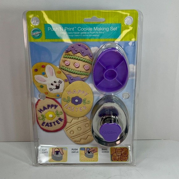 Wilton Other - Wilton Push N Print Cookie Making Set Easter Egg Purple NEW 2008 2308-1057